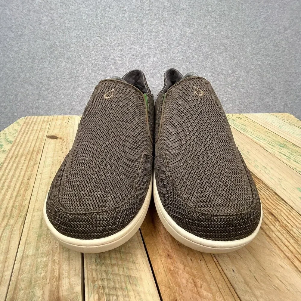 Olukai Nohea Mesh Loafers Mens Sz 9 Mustang Lime Peel Brown Slip On Casual Shoes
